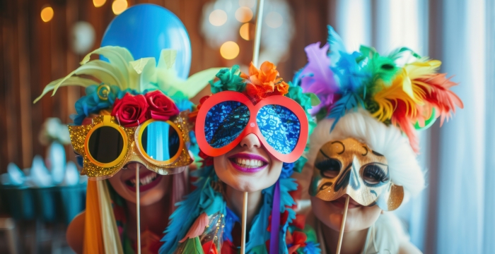 dreit maskierte Frauen mit Masken